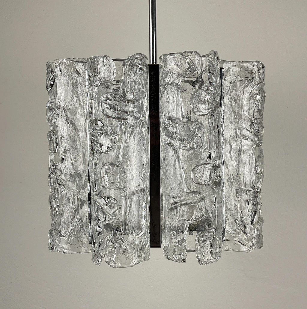 Vintage Ice Murano chandelier by AV Mazzega, Italy 1970s, Mid-century Italian lighting