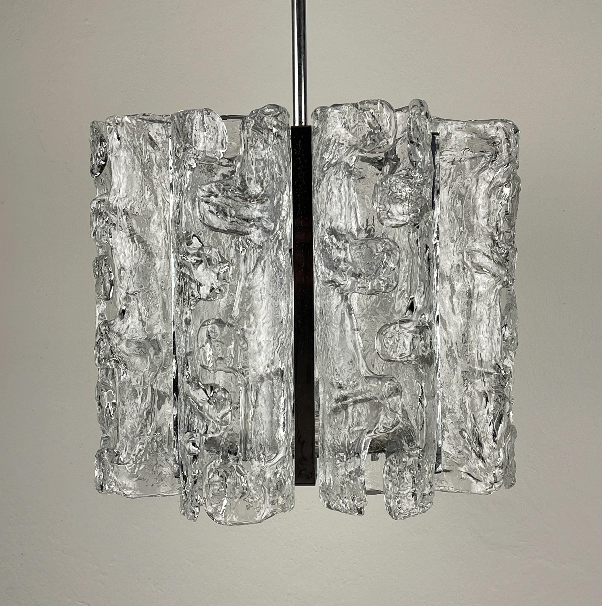 Vintage Ice Murano chandelier by AV Mazzega, Italy 1970s, Mid-century Italian lighting