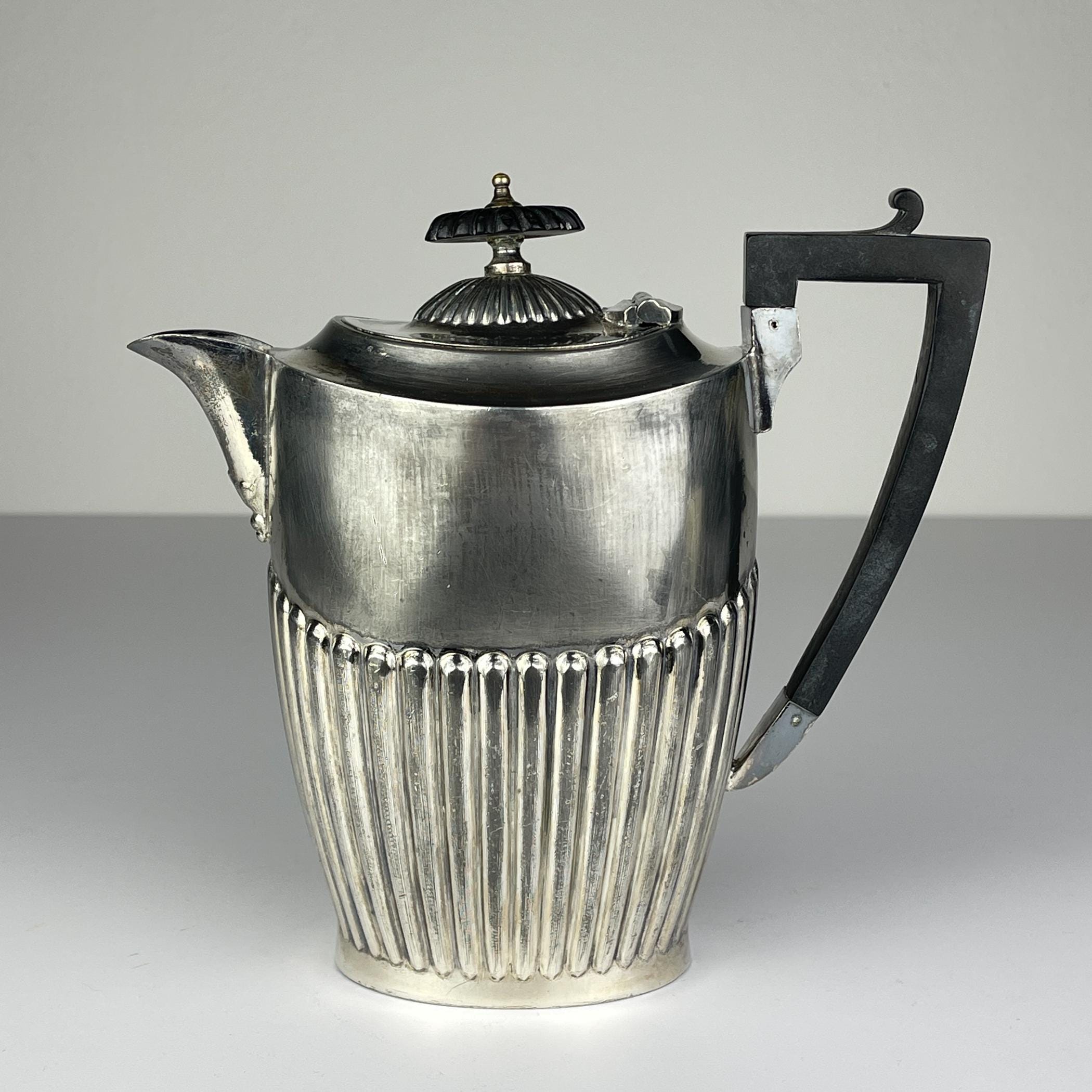 Antique silver plated coffee pot by Sheffield, England, 1890-1910s, Vintage home decor