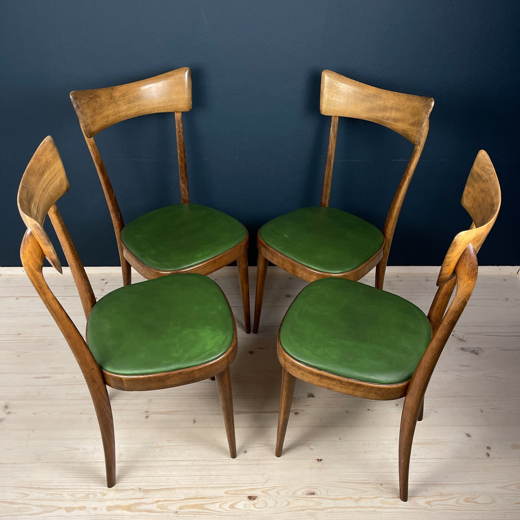 Vintage dining chairs by Pirelli Sapsa, Italy 1950s, Set of 4, Mid-century design