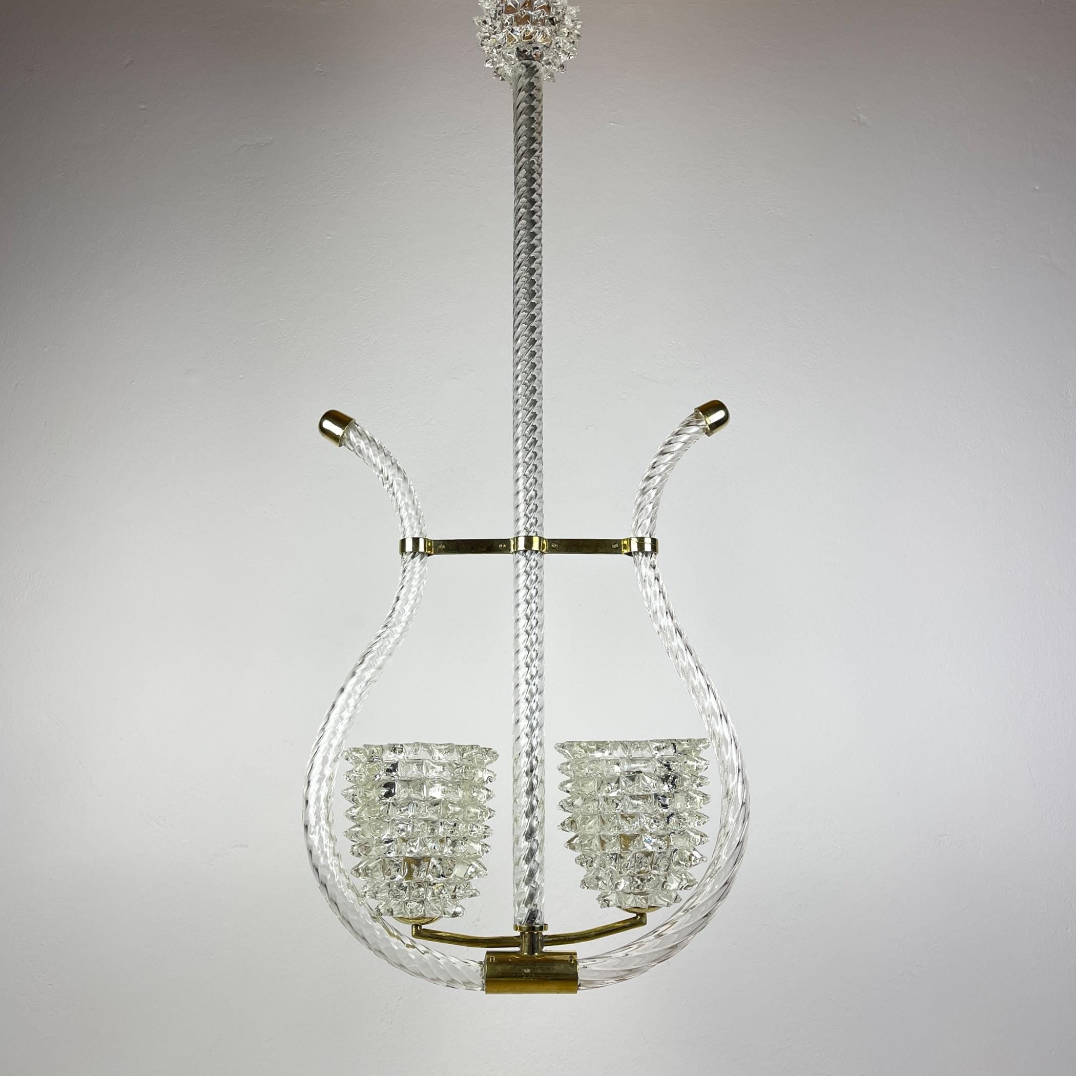 Vintage Murano Lyre Chandelier by Barovier & Toso: Italian Art Deco Lighting