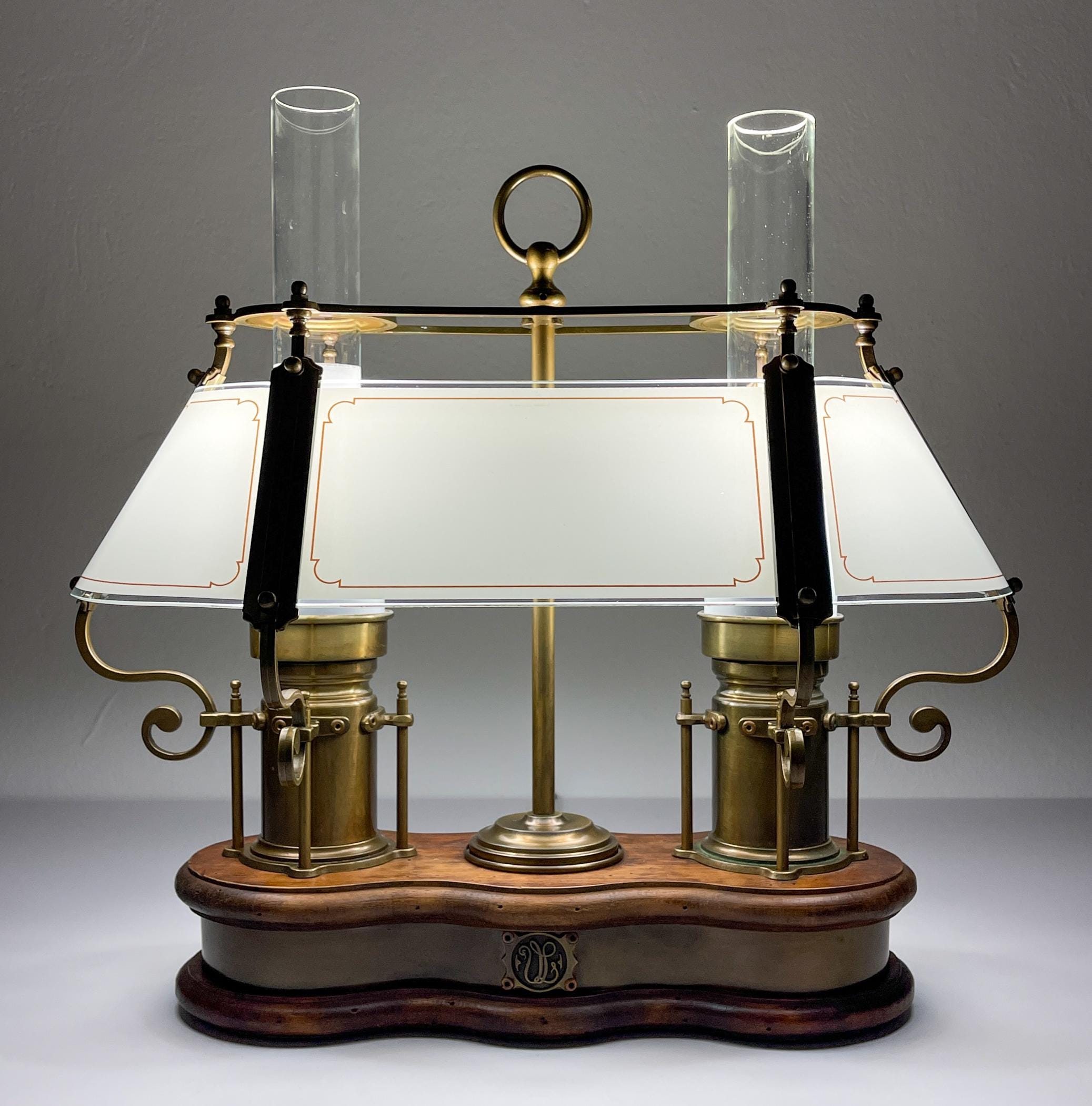 Vintage wooden and brass table lamp by Qvist & Co, Sweden 1970s