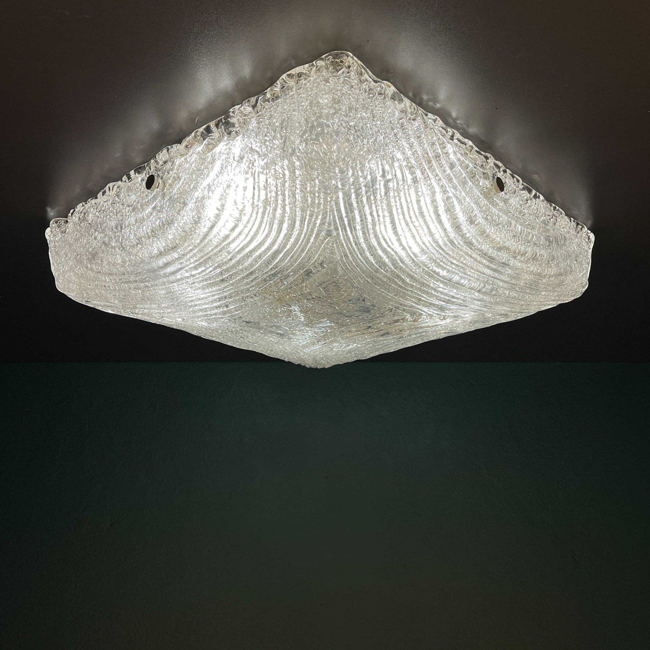 Vintage ice murano glass ceiling lamp by J.T.Kalmar, Austria, 1960s