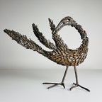 Vintage metal Brutalist sculpture Bird by Salvino Marsura, Italy 1957, Mid-century Modern