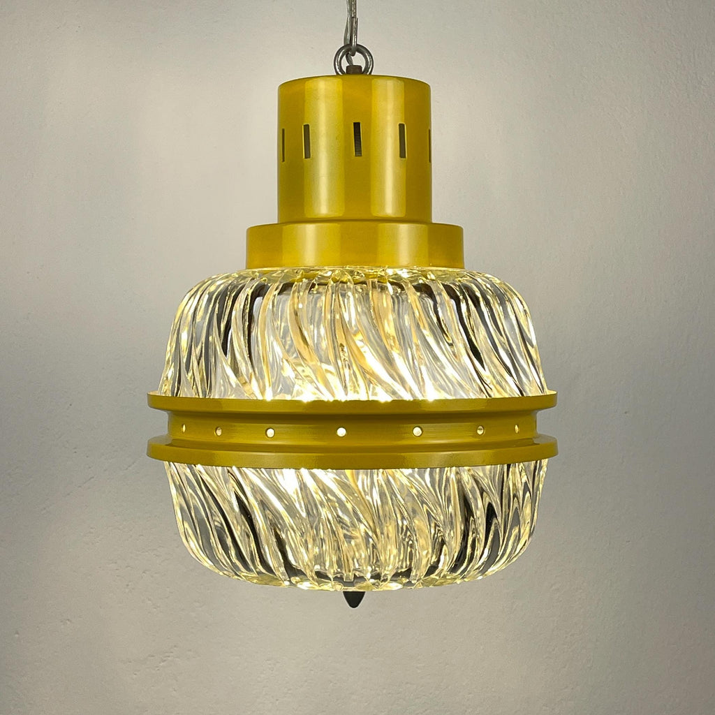 Mid-century yellow pendant lamp Italy 1960s Vintage Italian lighting Space Age
