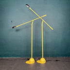 Pair of yellow floor lamps Yugoslavia 1960s Industrial Mid-century lighting Space age
