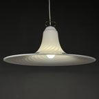 Vintage Murano Glass Pendant Lamp: Swirl White Mid-Century Lighting