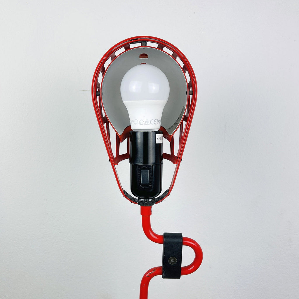Mid-century red desk  lamp IGLOO by Tommaso Cimini for Lumina Italy 1980s