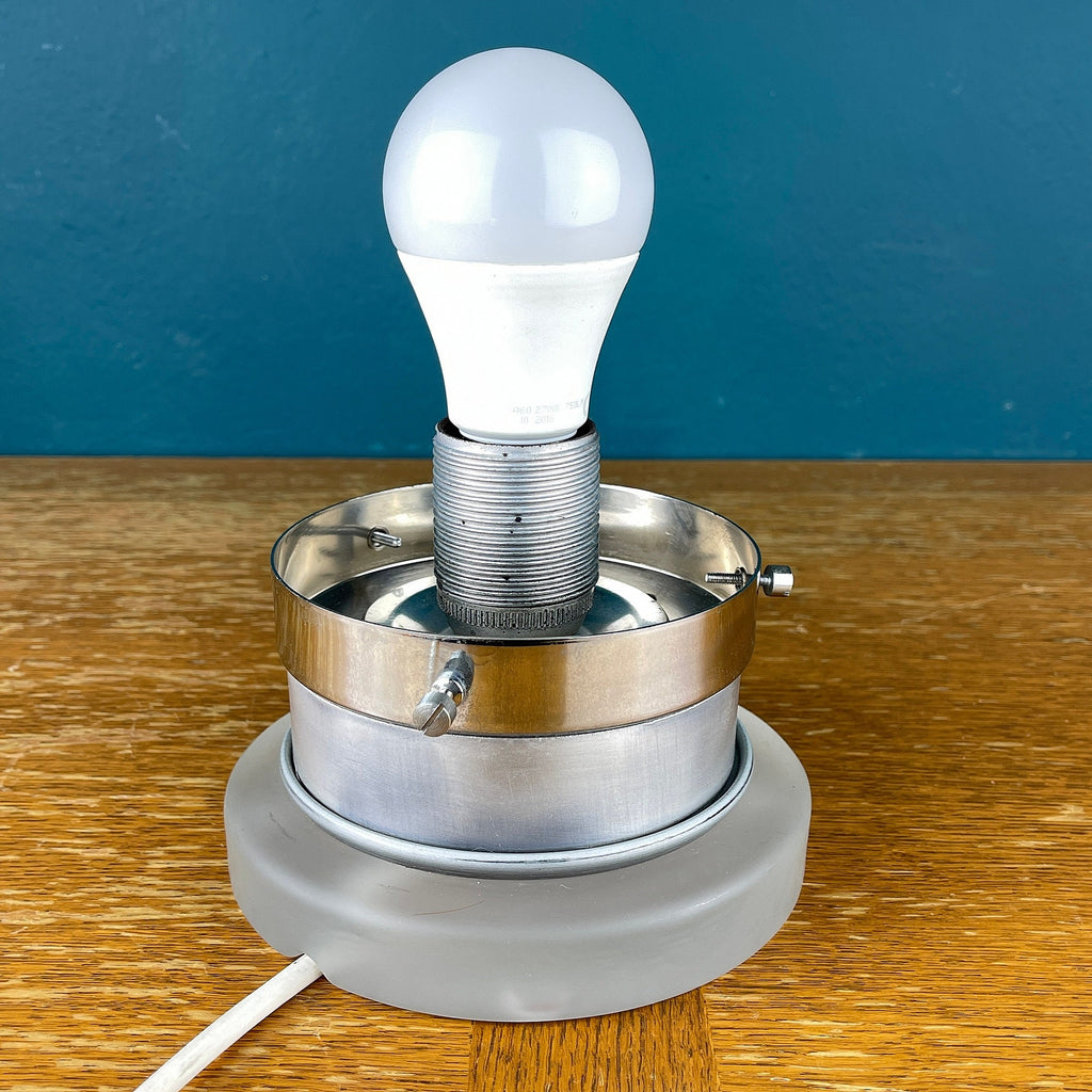 Vintage White Opaline Glass Table Lamp: Italian Mid-Century Modern Lighting