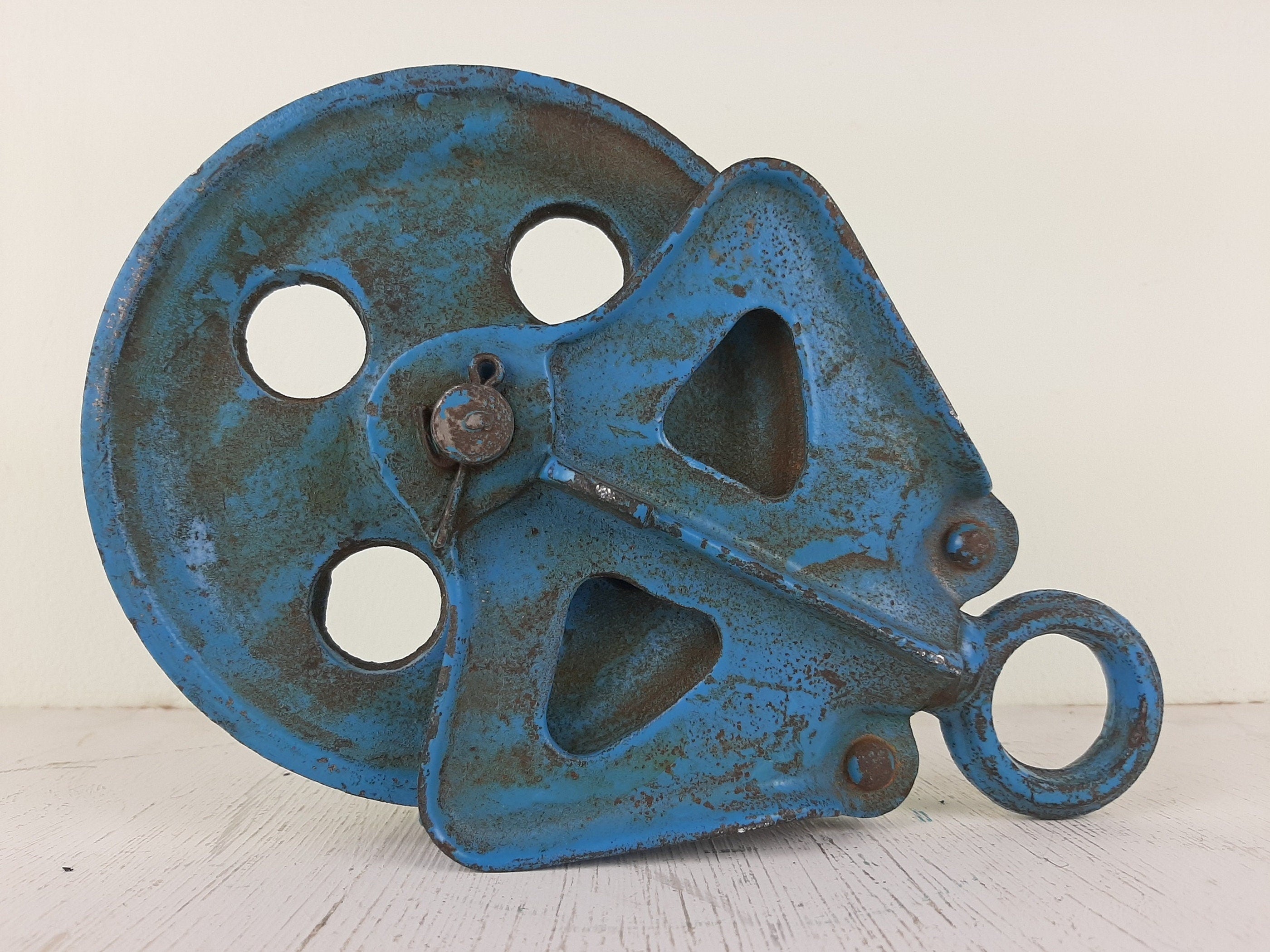 Vintage pulley Yugoslavia 1950s Industrial Home Decor Retro Loft Steel Rope Pulley