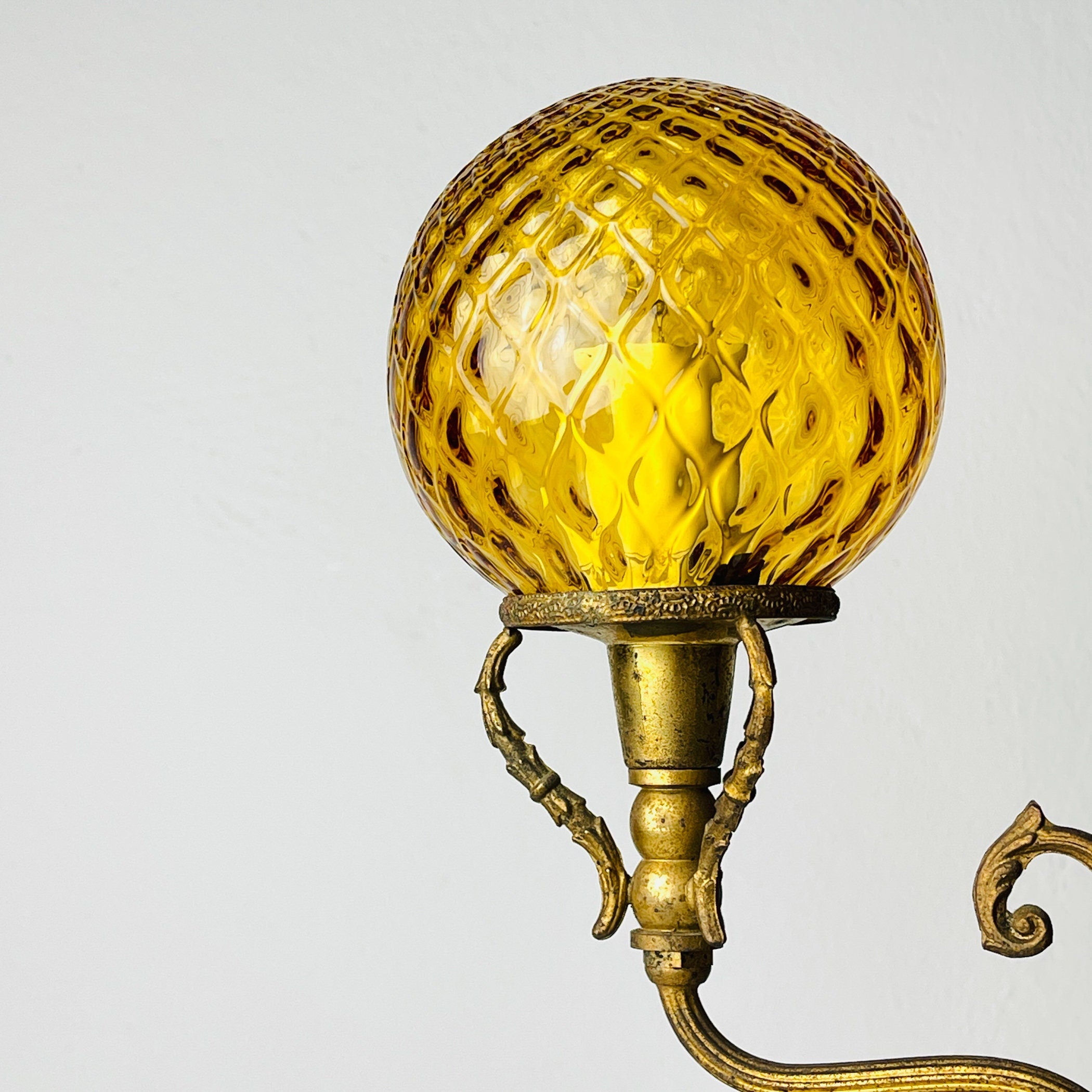 Antique 3 arm table lamp Hunting by C. Florentine, Italy 1950s, Vintage home decor