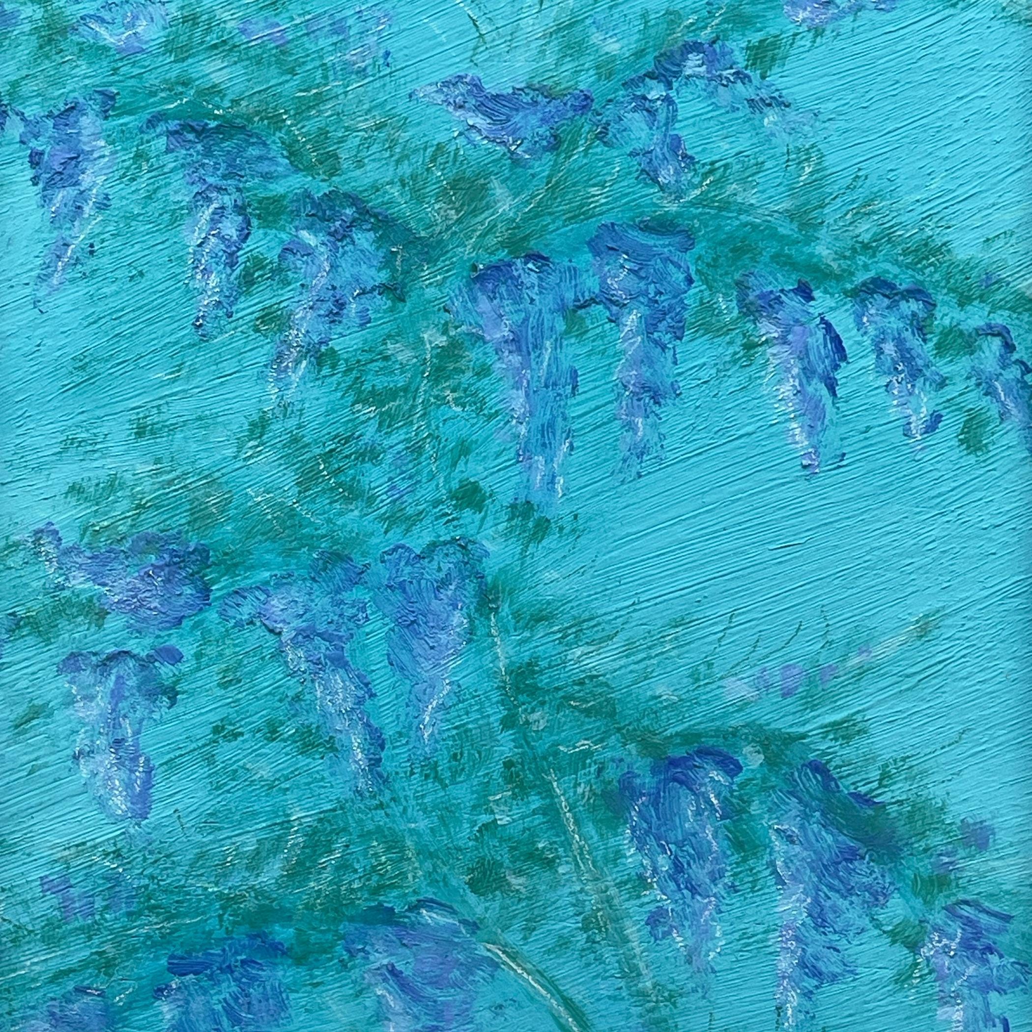 Luigi Targa, Blue Flowers, Padua, Italy 1970s, Oil on Canvas, Framed