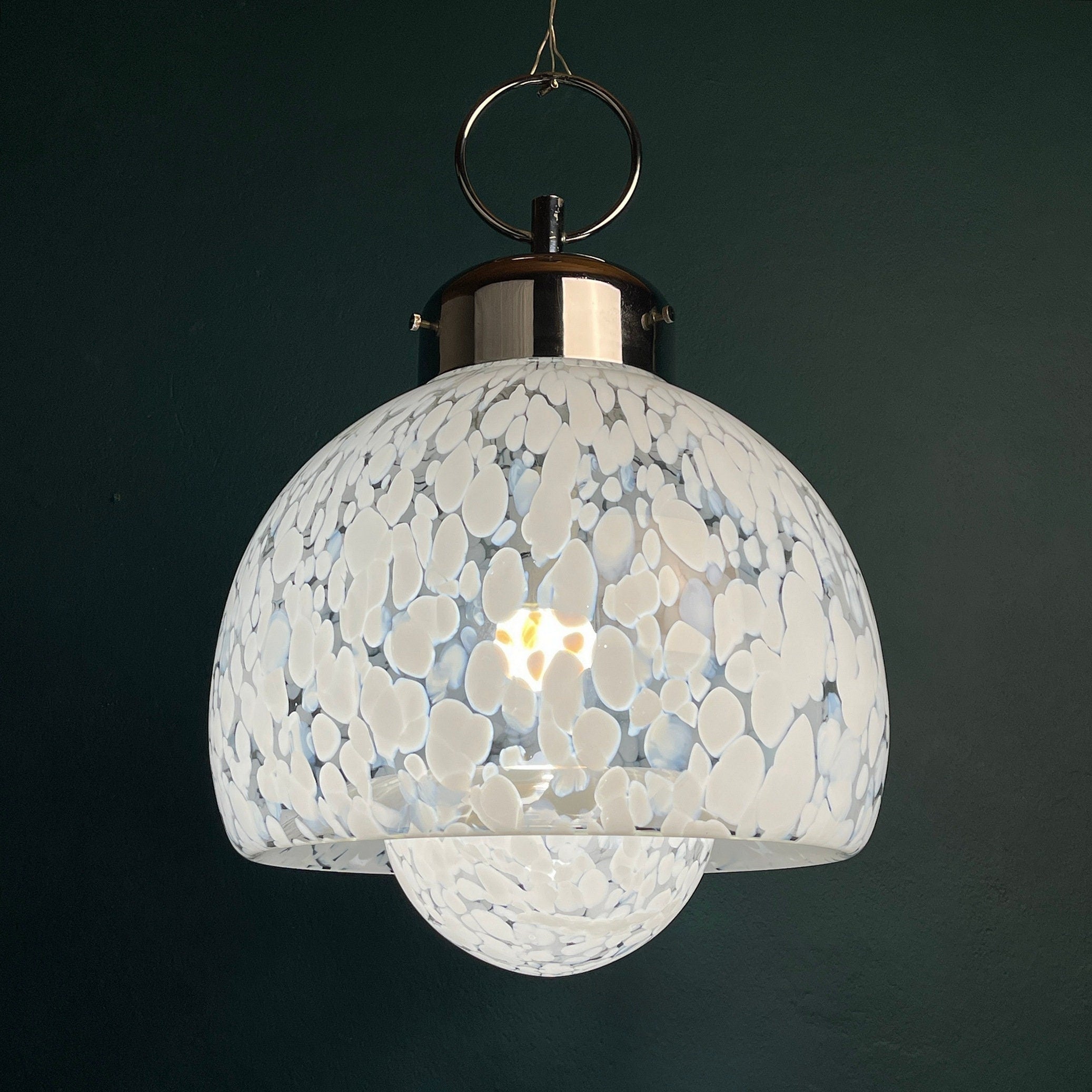 Vintage Murano Glass Mushroom Pendant Lamp: Carlo Nason Mazzega, Italy 1960s