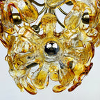 Vintage Amber Murano Glass Flower Chandelier - Mazzega Italian Lighting