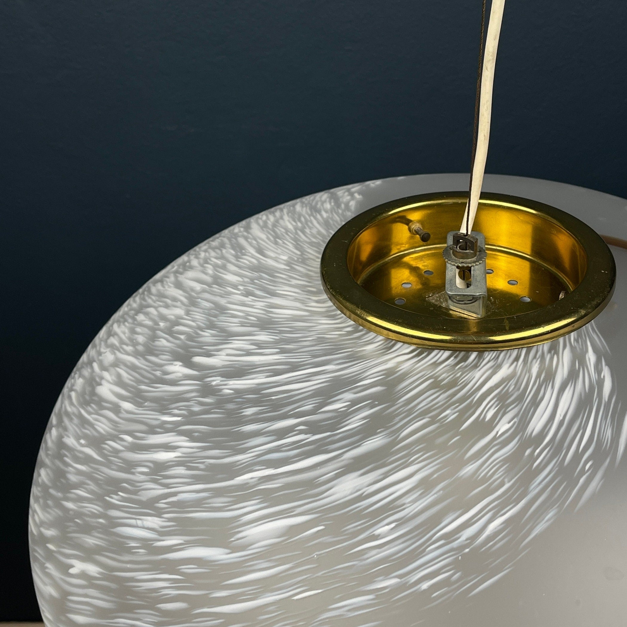 Large swirl murano glass pendant lamp Vetri Murano Italy 1970s