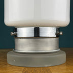 Vintage White Opaline Glass Table Lamp: Italian Mid-Century Modern Lighting