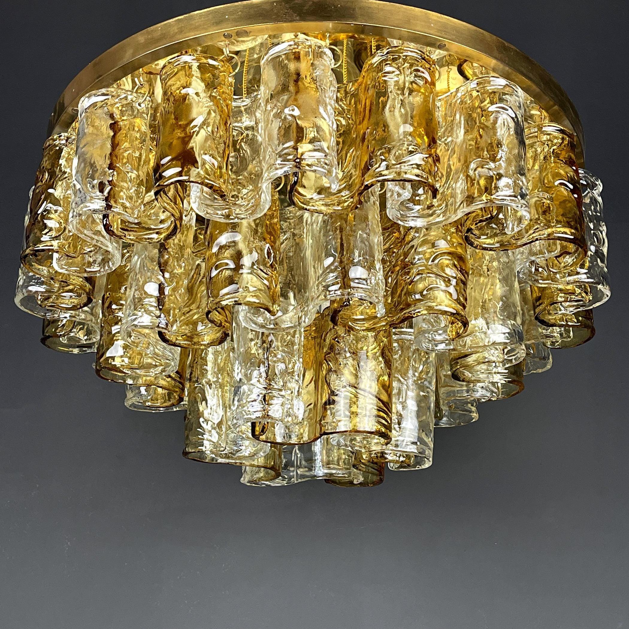 Murano chandelier by Mazzega Italy 1960s Mid-century modern italian lighting 36 murano glass plates