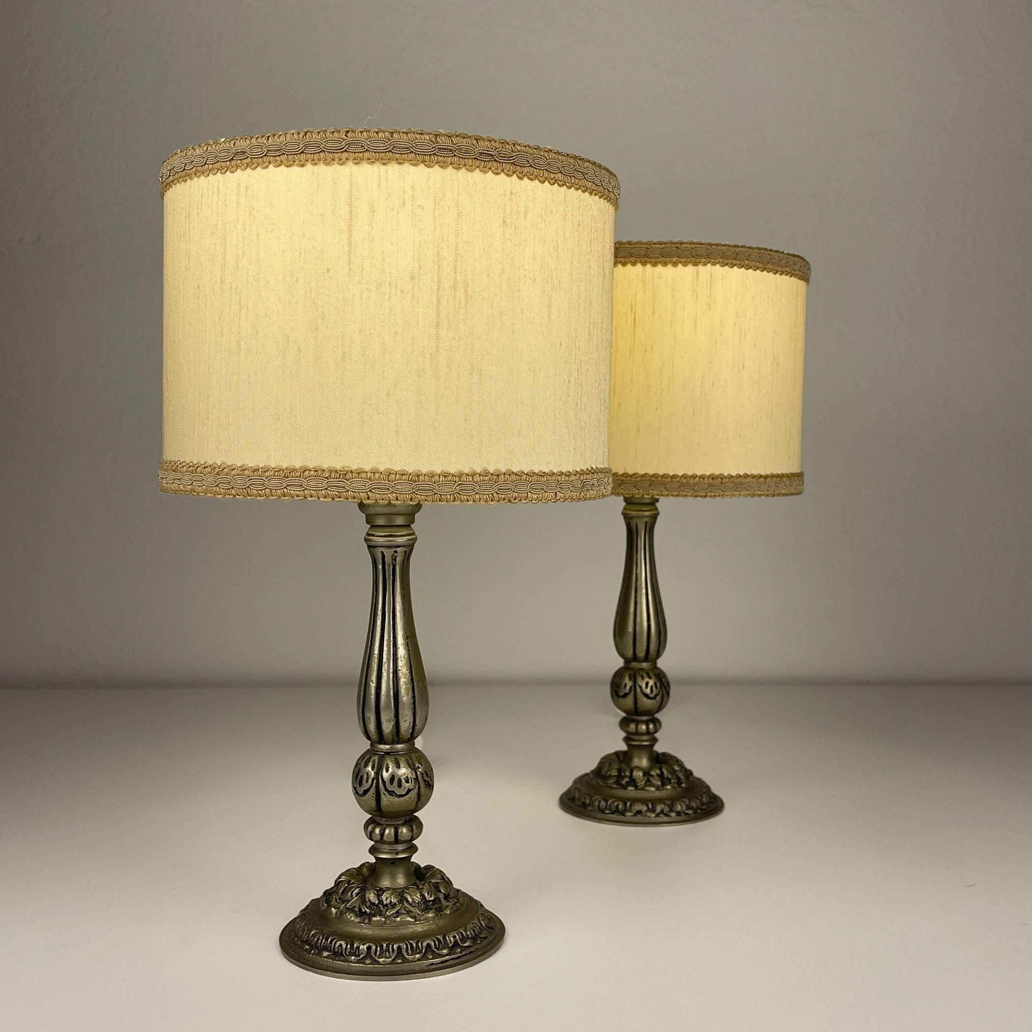 Vintage metal table lamp, Italy 1960s, Set of 2, Vintage home decor