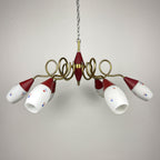 Vintage brass and murano glass chandelier by Stilnovo, Italy, 1960s, Italian Classic Design