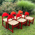 Set Of 6 Red Chairs mod. Padova By Hank Lowenstein, Italy 1970s