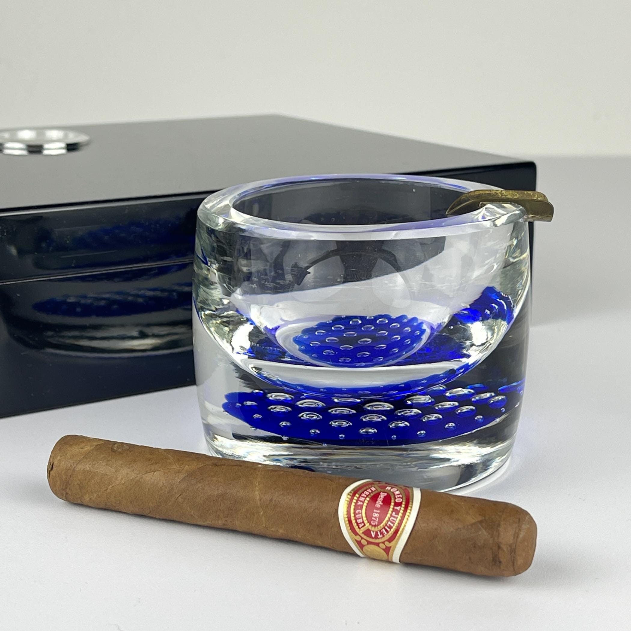 Original blue murano glass ashtray, Italy, 1970s, Vintage Home Decor
