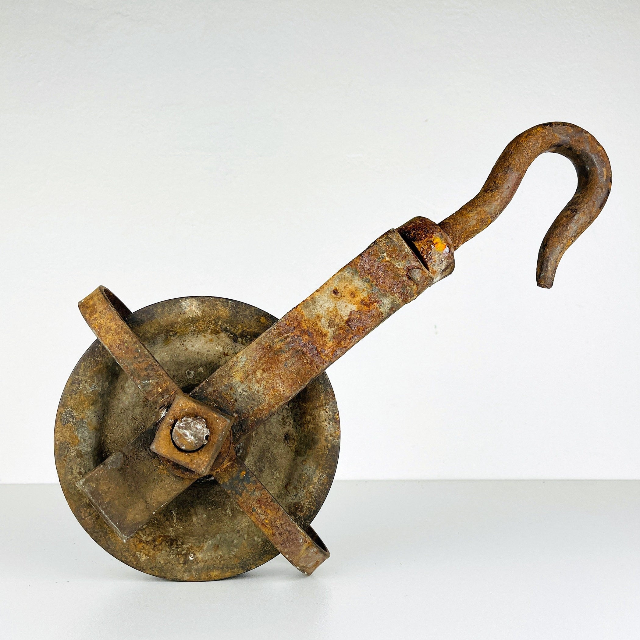 Vintage large pulley Yugoslavia 1950s Industrial Home Decor Retro Loft Steel Rope Pulley