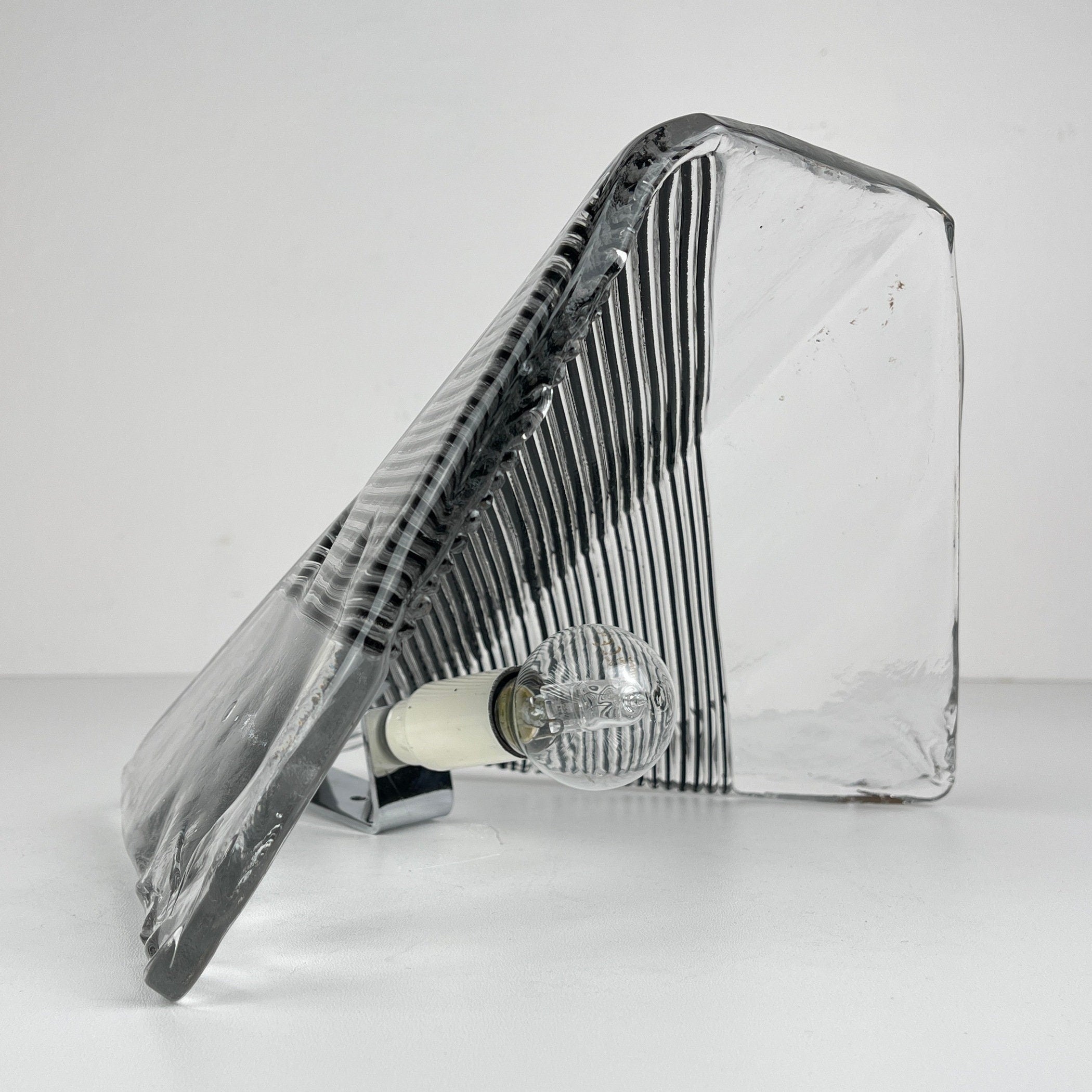 Vintage Murano Glass Wall Sconce: Italian MCM Lighting, 1970s