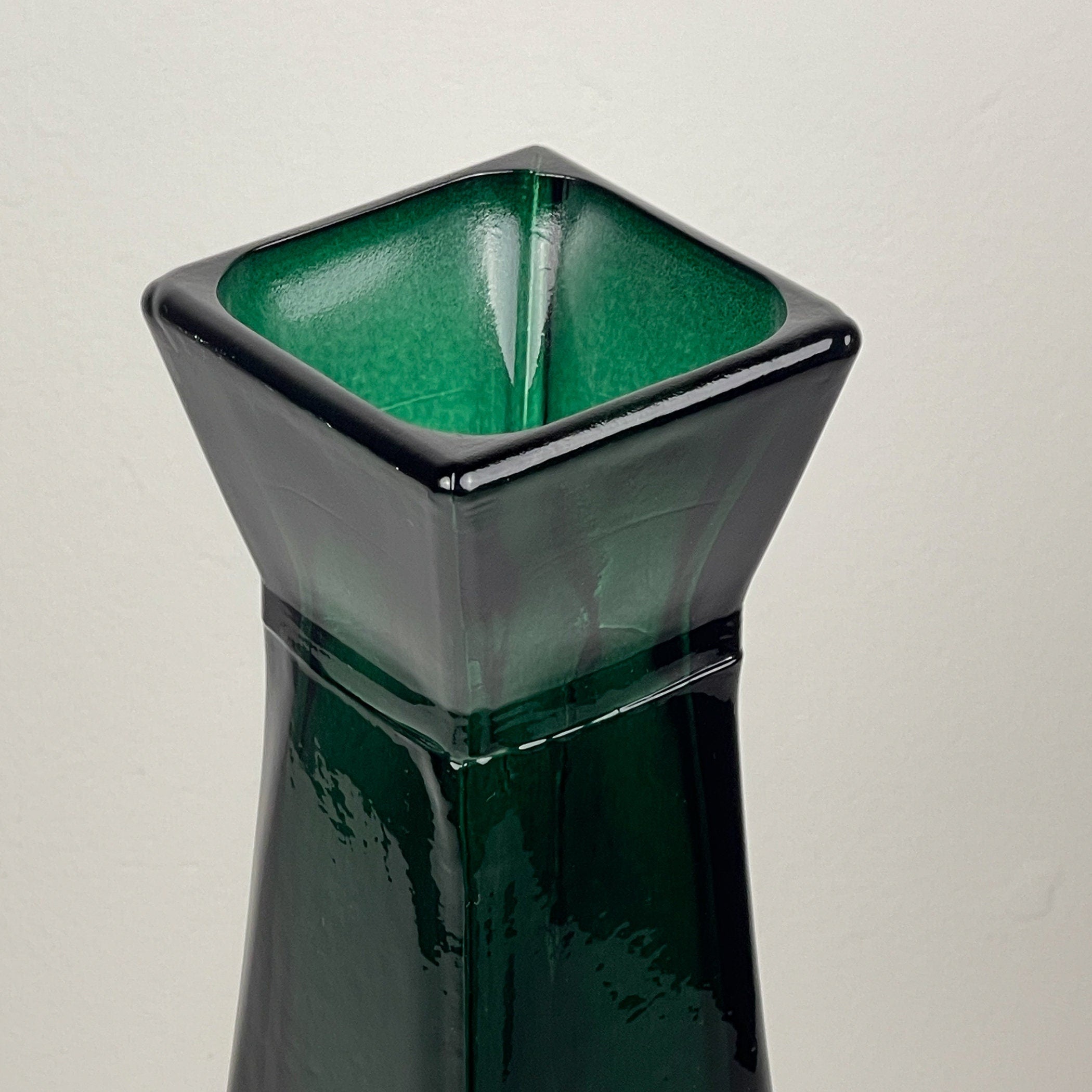 Vintage green bottle glass vase, Italy, 1980s