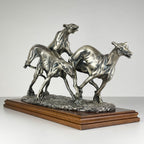 Vintage silver sculpture "Racing Greyhounds" by Angelo Schiavon, Italy 1960s