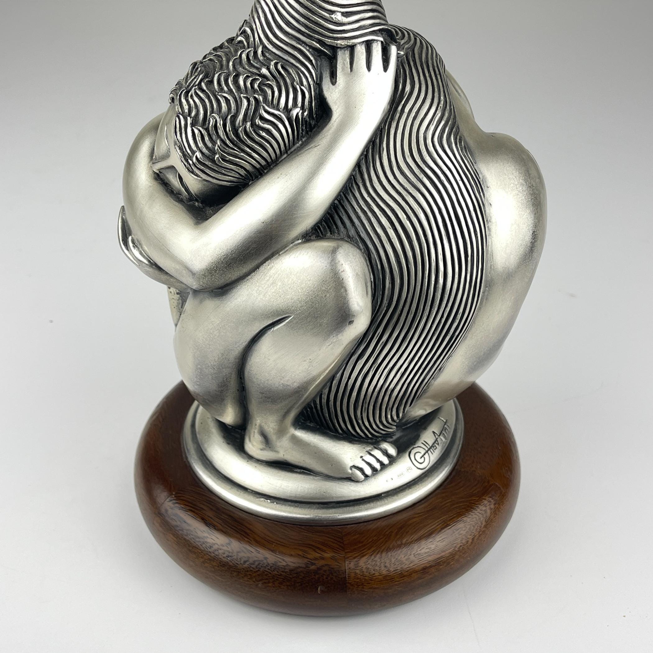 Vintage silver table lamp Man and Women by Ottaviani, Italy 1970s