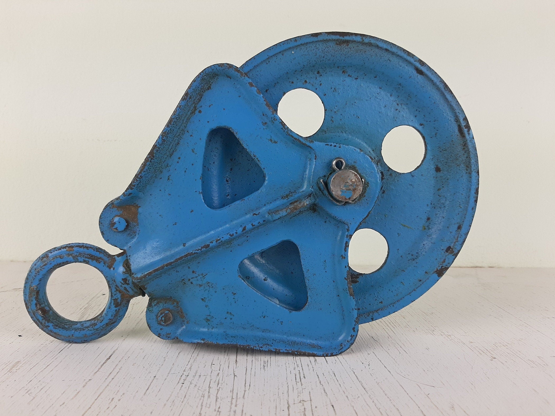 Vintage pulley Yugoslavia 1950s Industrial Home Decor Retro Loft Steel Rope Pulley