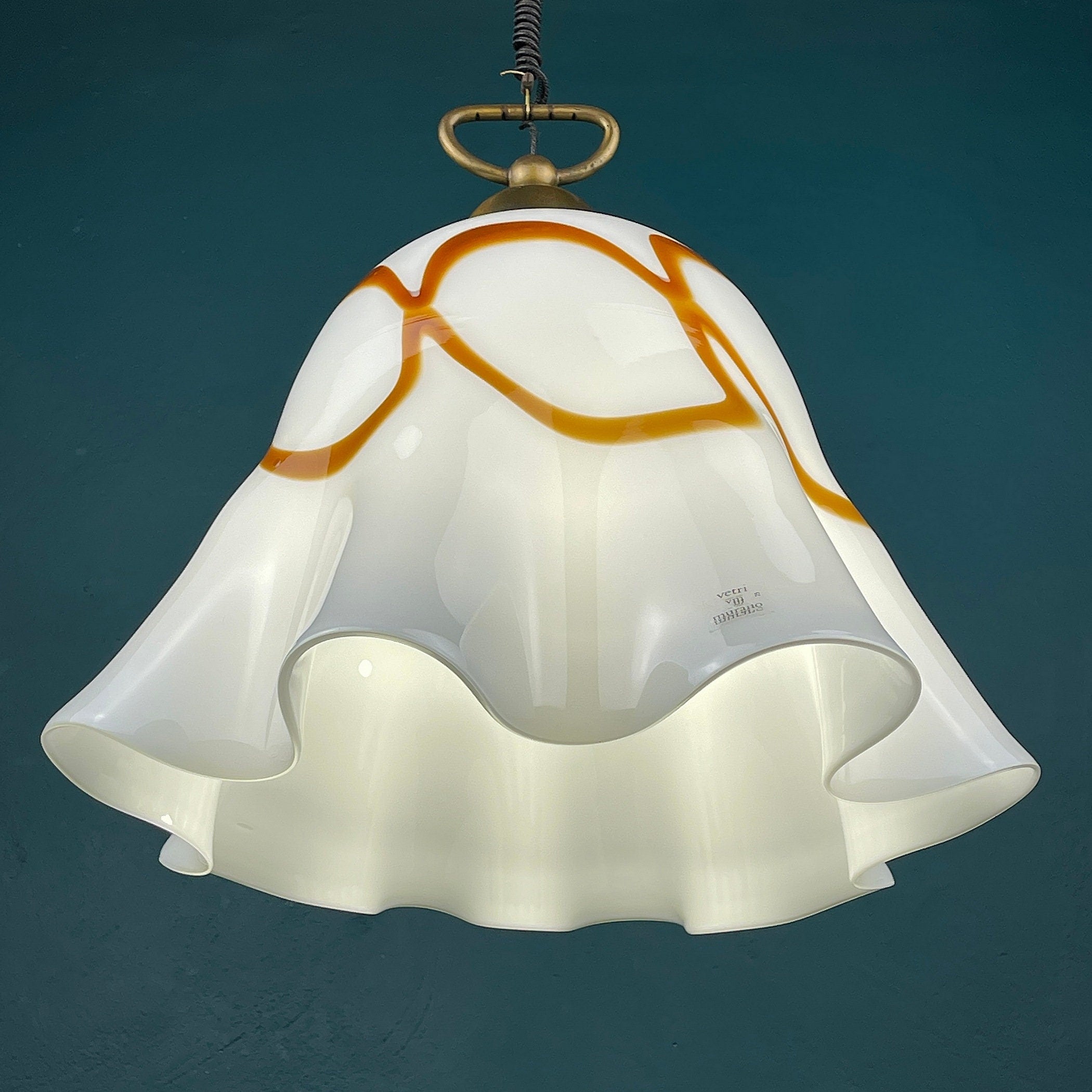 Vintage Fazzoletto Murano Glass Pendant Lamp: Mid-Century Italian Lighting