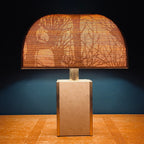 1970s Vintage Italian Travertine Marble Lamp with Brass Edge