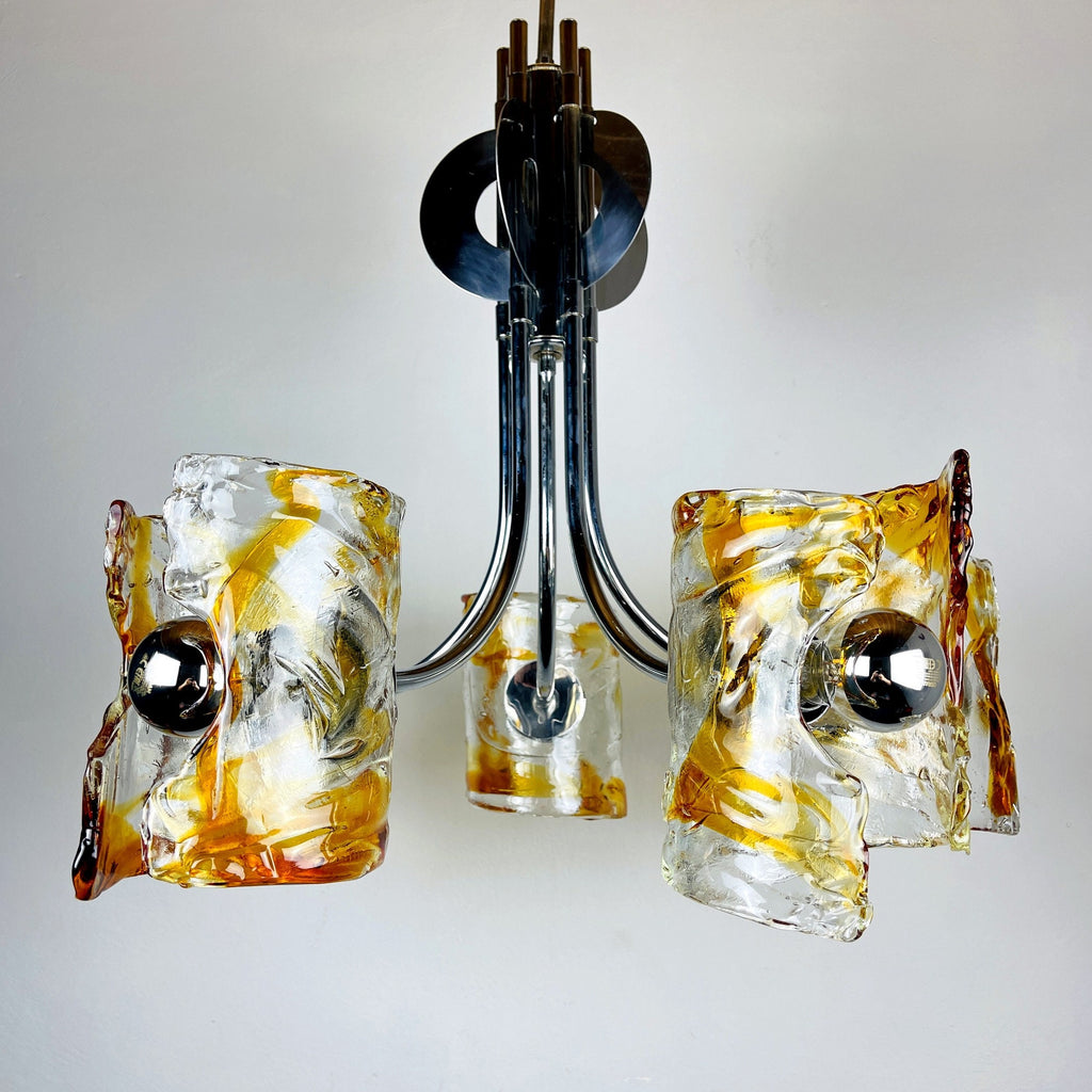Vintage Murano chandelier Mazzega by Toni Zuccheri, Italy 1970s, Mid-century, Space age