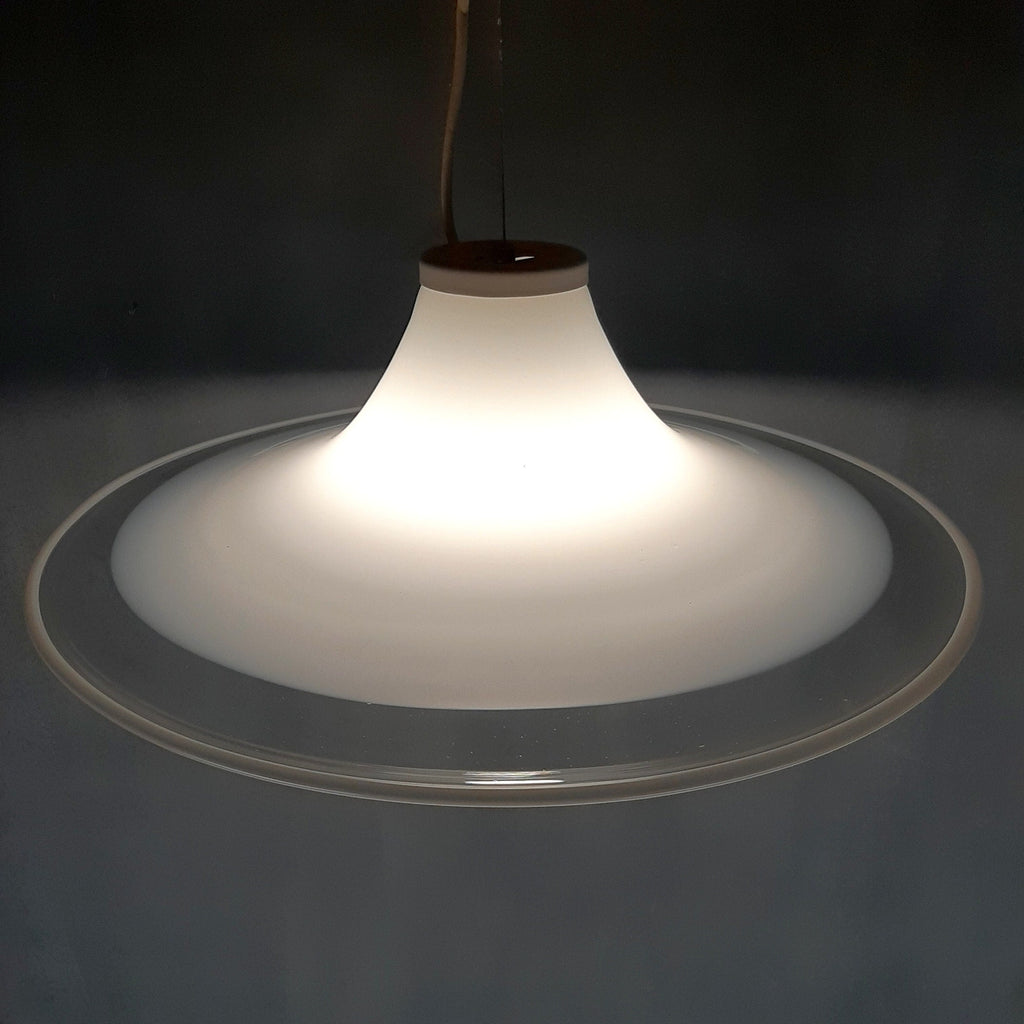 Murano glass white pendant lamp Italy 1970s Mid-century lighting XL ceiling lamp