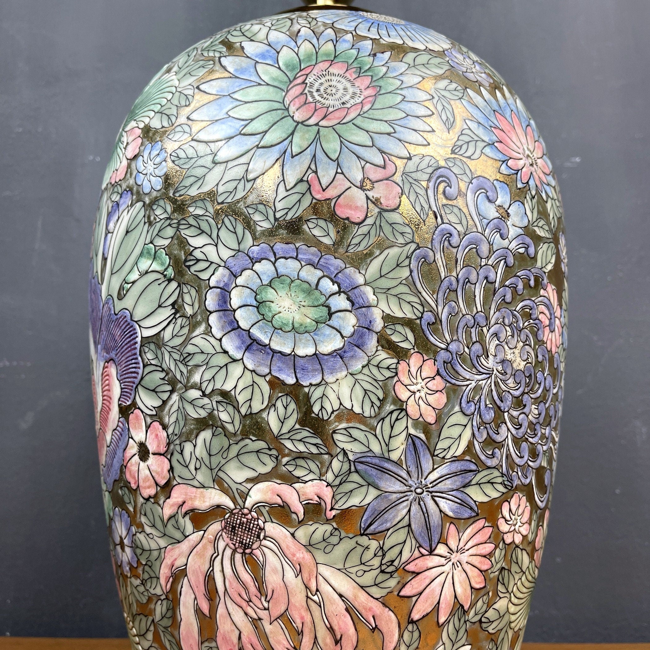 Vintage ceramic table lamp Flower Italy 1970s