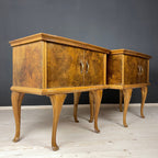 Pair of Vintage wood nightstands Italy 1950s  mid-century wooden bedside table