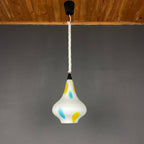 Mid-century multicolor opaline murano glass pendant lamp by Stilnovo Italy 1950s