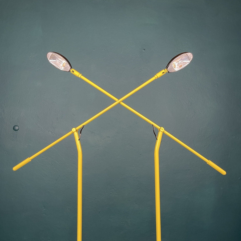 Pair of yellow floor lamps Yugoslavia 1960s Industrial Mid-century lighting Space age
