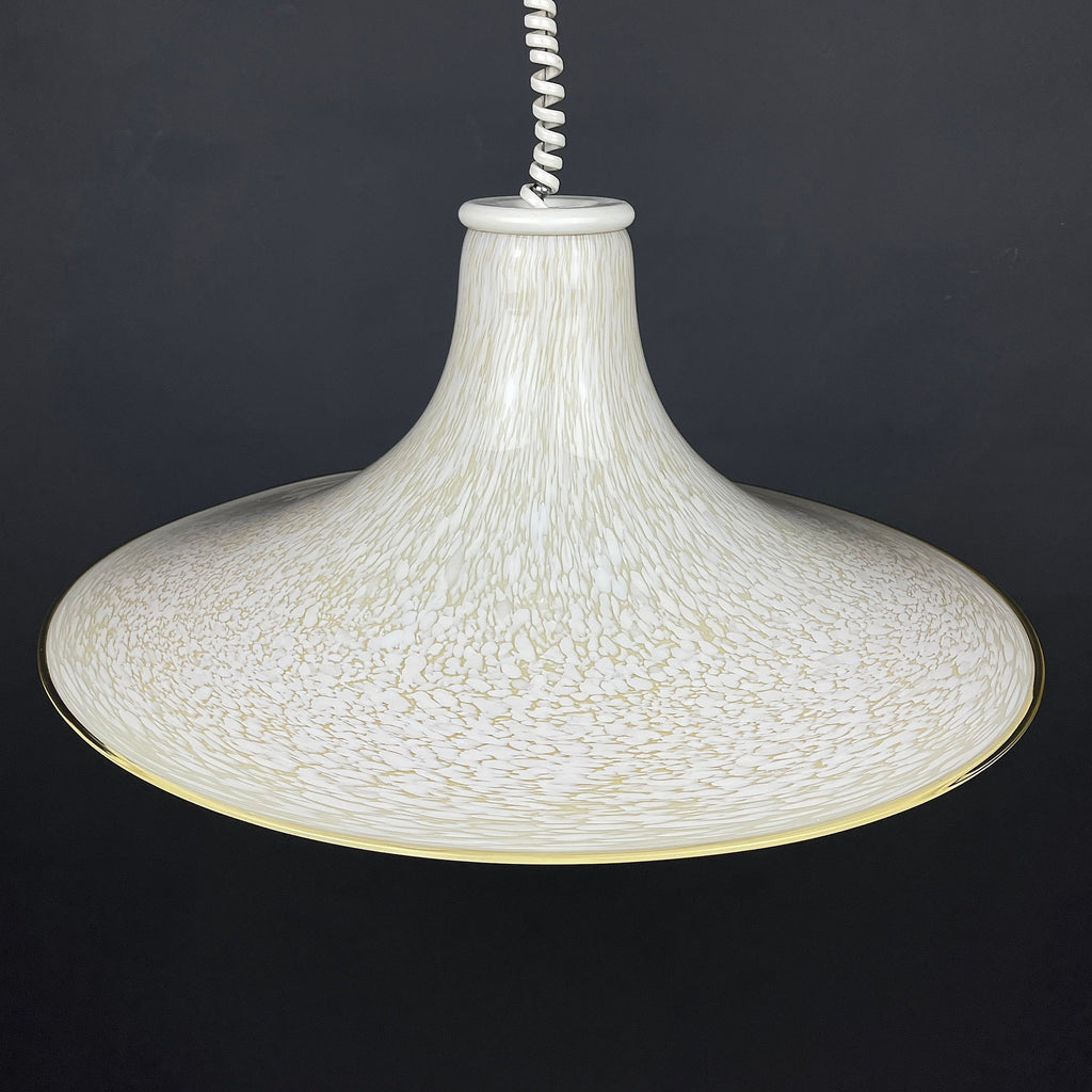Mid-century beige murano glass pendant lamp Italy 1970s Handblown murano chandelier