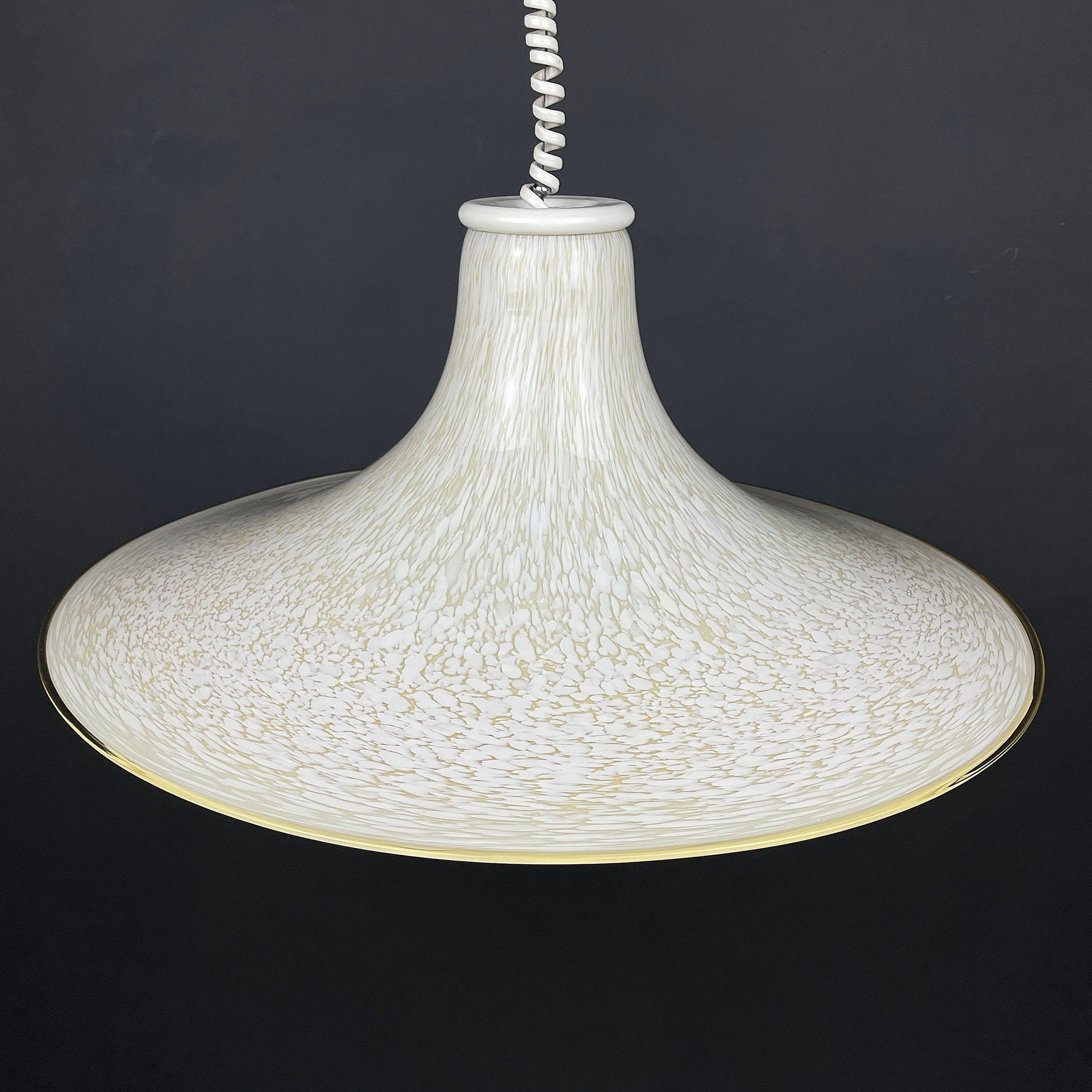 Mid-century beige murano glass pendant lamp Italy 1970s Handblown murano chandelier