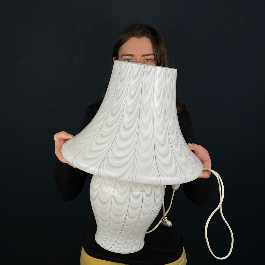 Large Classic white murano table lamp Mushroom Italy 1970s Italian Modern Retro home decor