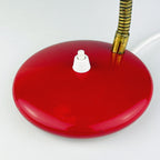 Mid-century red desk lamp Italy 1970s Vintage gooseneck lamp