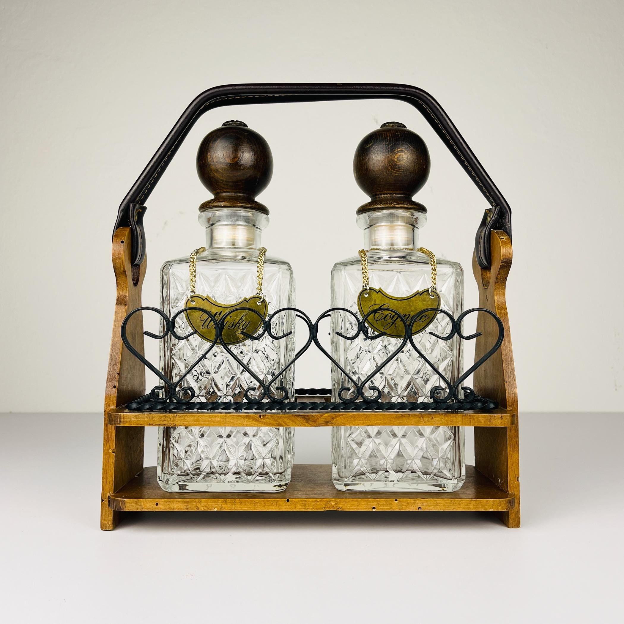 Vintage Tantalus Decanter Cognac and Whisky, Italy, 1960s, Vintage home decor