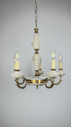Vintage Art Nouveau Capodimonte Chandelier: Floral Porcelain Lamp, 1930s
