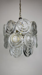 Vintage glass disc chandelier, Italy 1970s