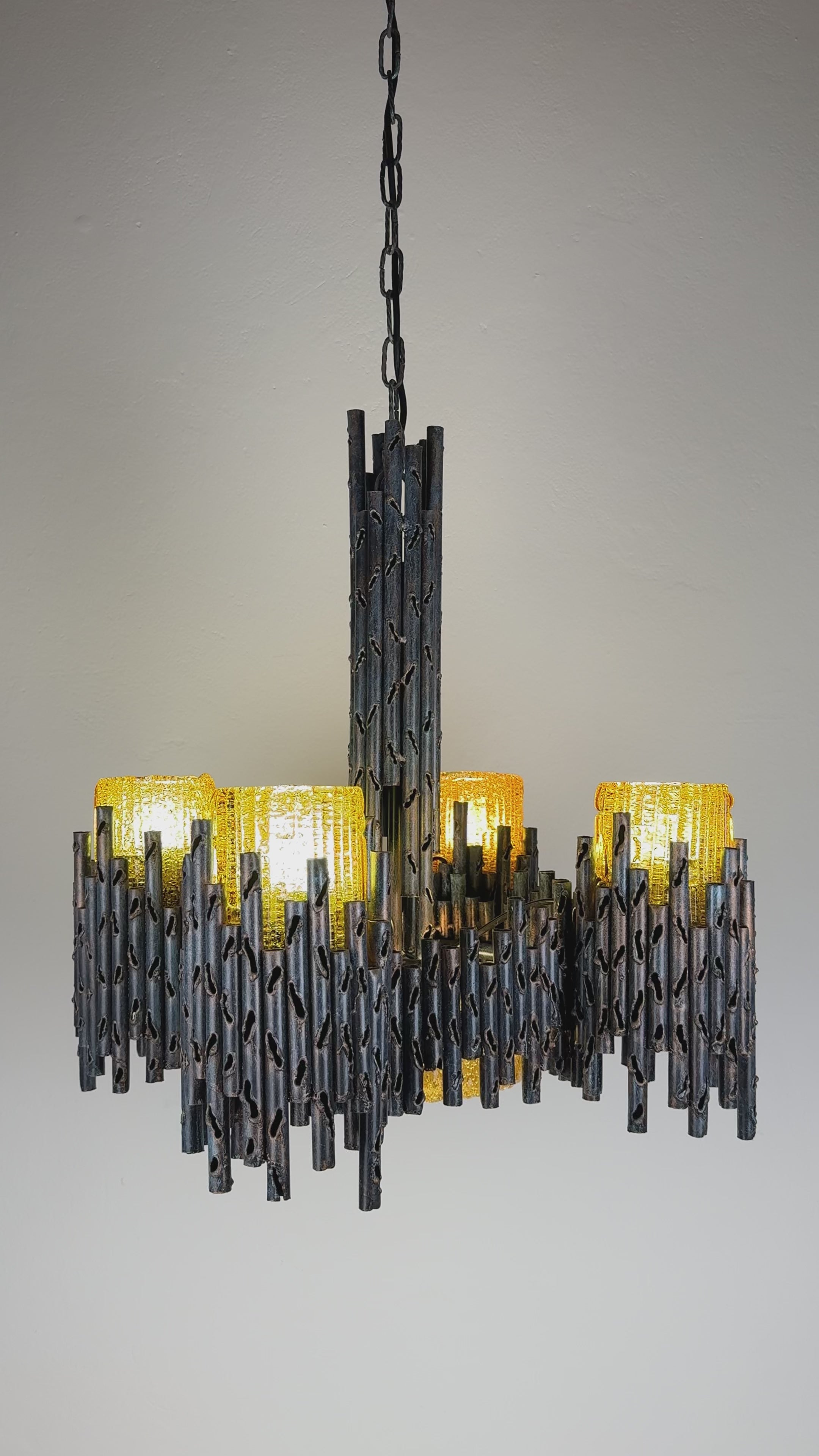 Brutalist chandelier by Marcello Fantoni, Fantoni Studio, Firenze, Italy 1960s