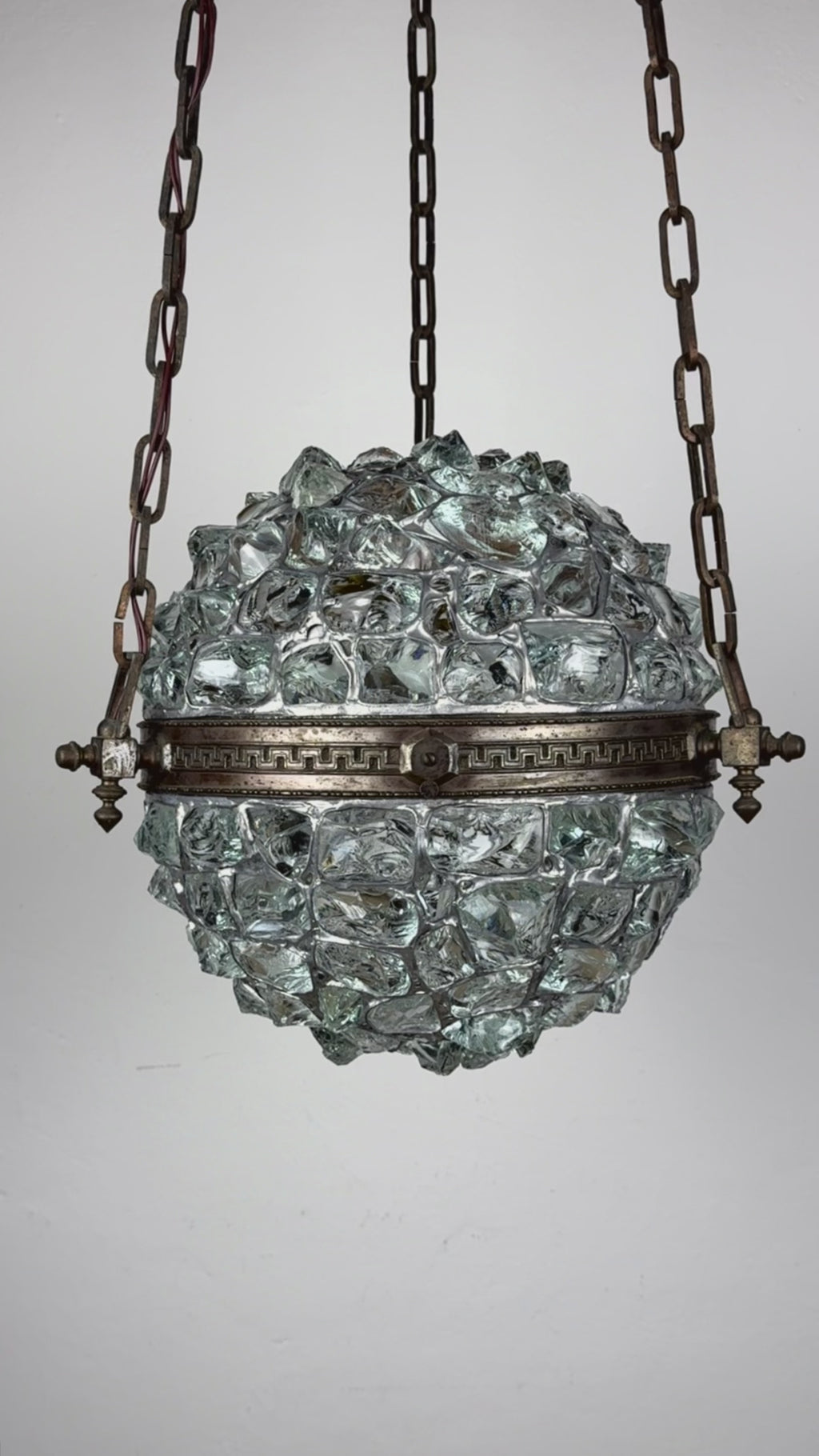 Antique chandelier on chains in Art Nouveau style, Austria, early 20th century