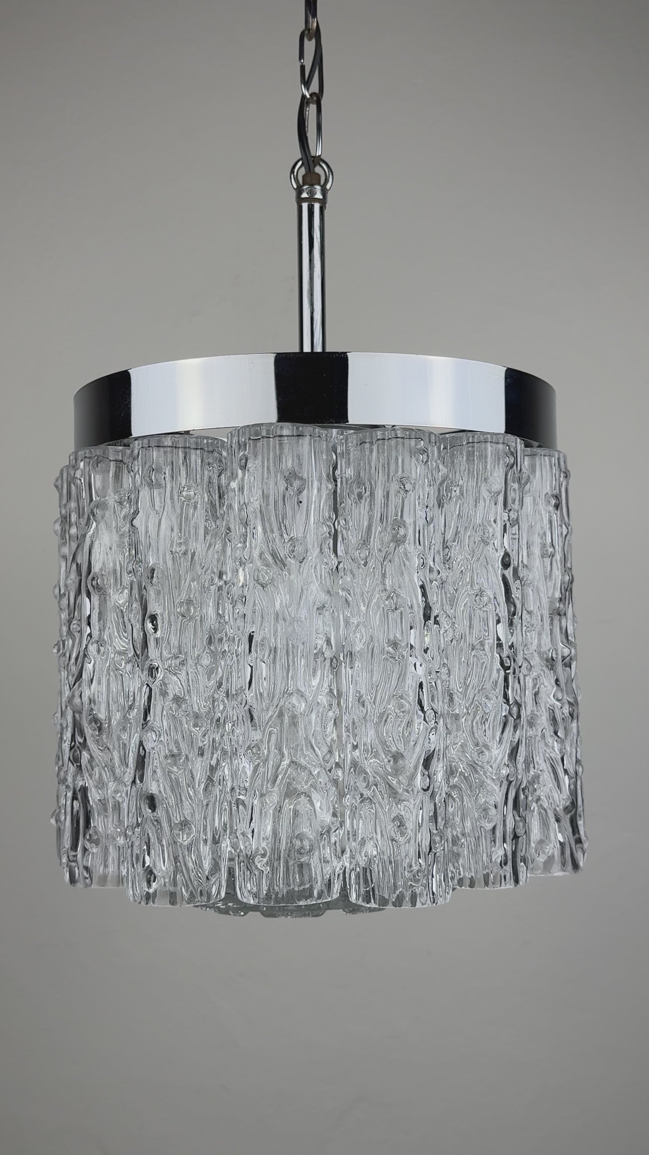 Vintage murano glass chandelier Tronchi by Toni Zuccheri for Venini, Italy 1960s