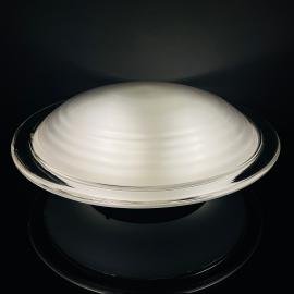 Vintage murano glass ceiling or wall lamp Italy 1980s White Ronda UFO Space age Retro italian design lighting